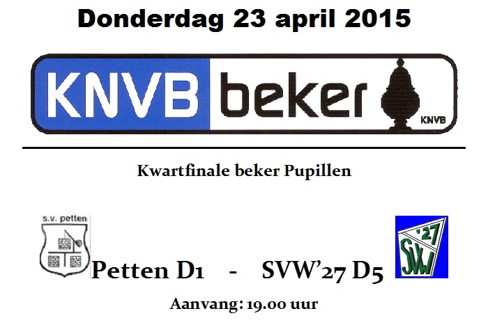 Donderdag 23 april 1/4 finale beker