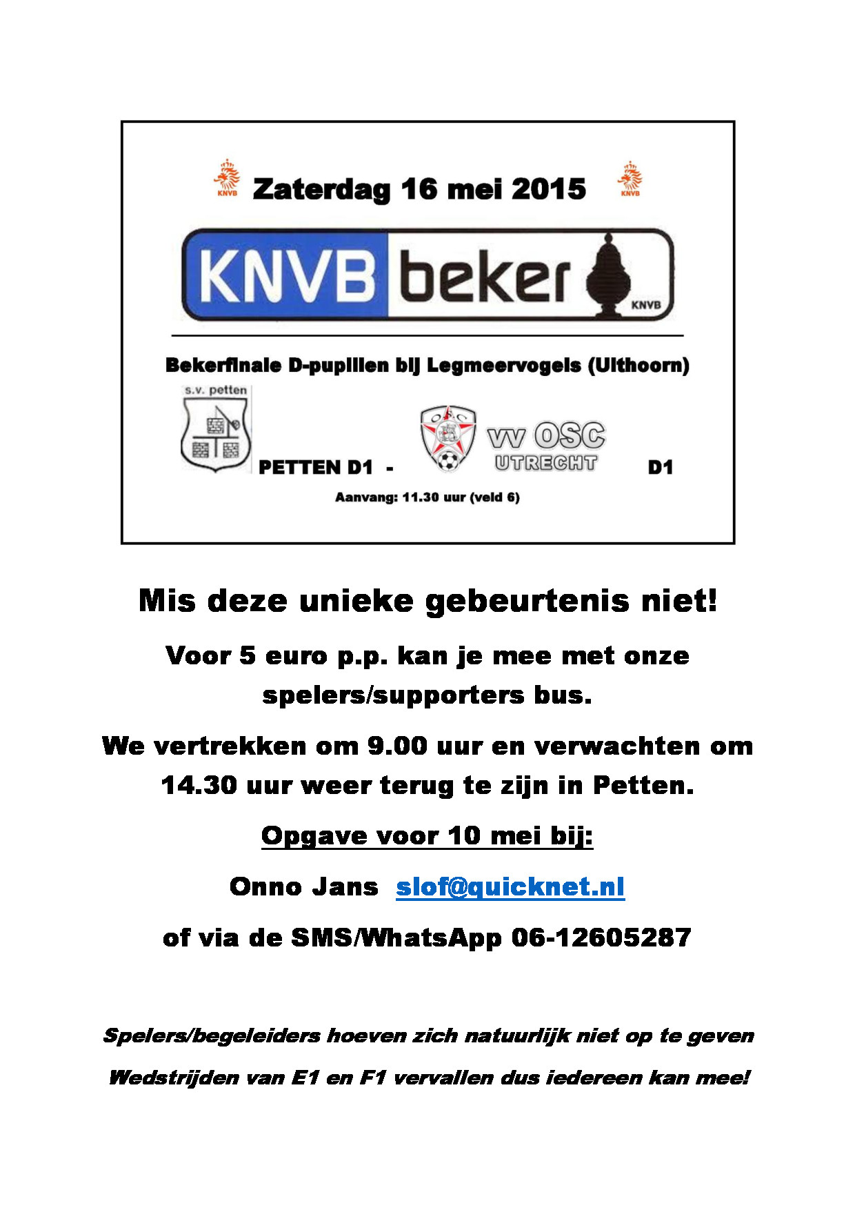 Geef je op voor de busreis naar de bekerfinale!