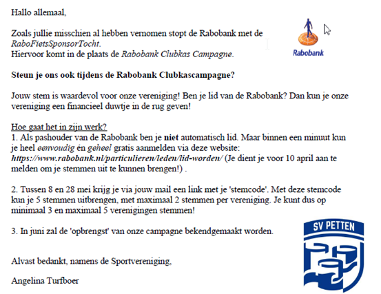 Rabo sponsor clubkas