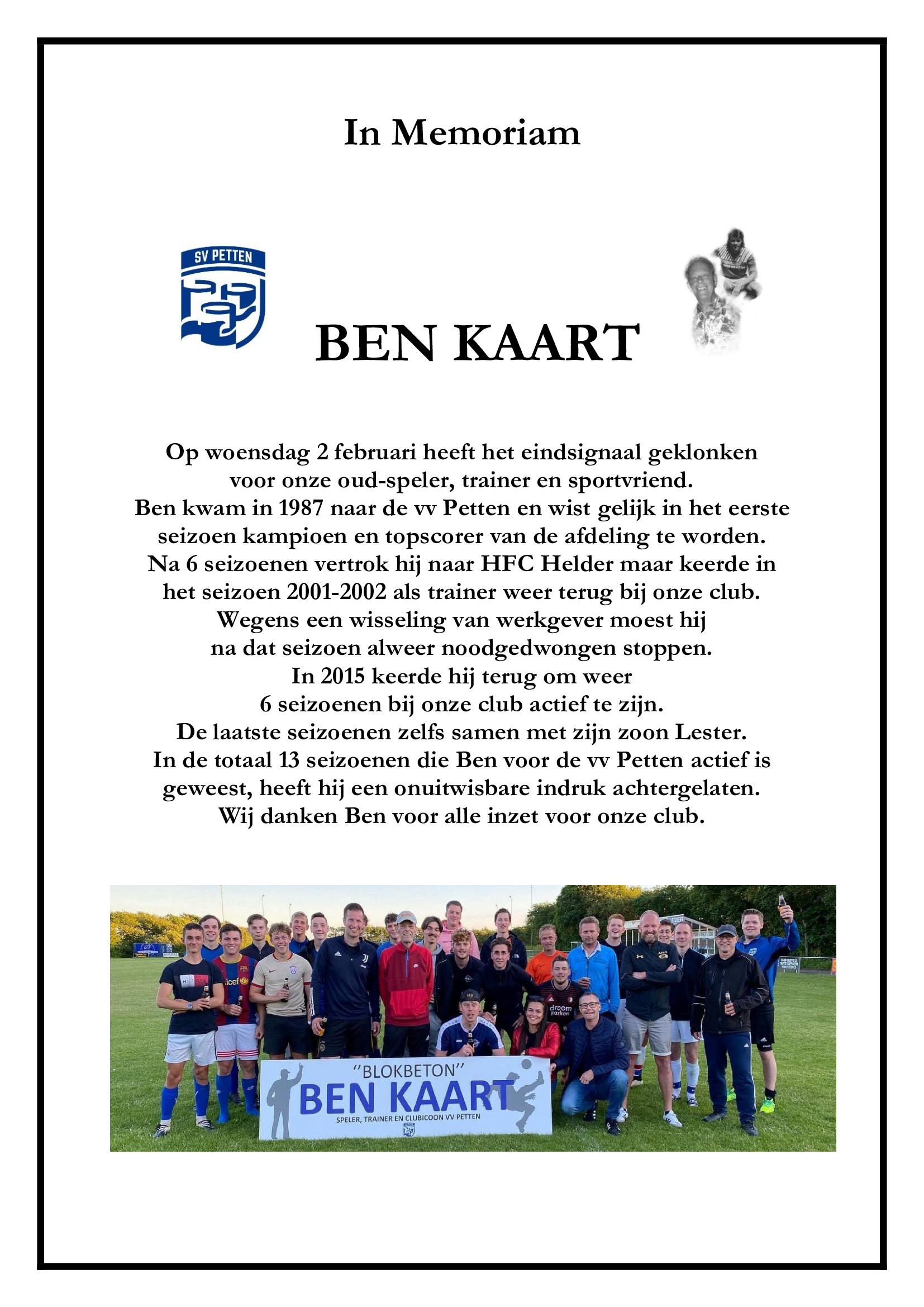 vv Petten moet afscheid nemen van clubicoon